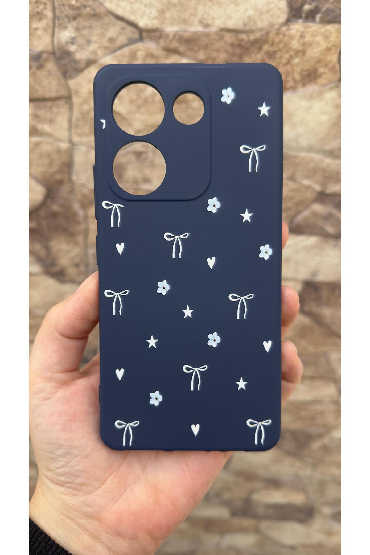 TECNO CAMON 20 PRO Uyumlu Mini Fiyonk Desenli Silikon Darbe Emici Klasik Korumalı Rubber Kılıf