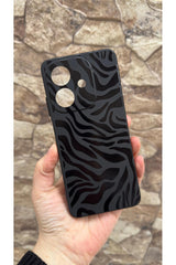 Oppo A3 Uyumlu Zebra Desenli Silikon Darbe Emici Klasik Korumalı Rubber Kılıf