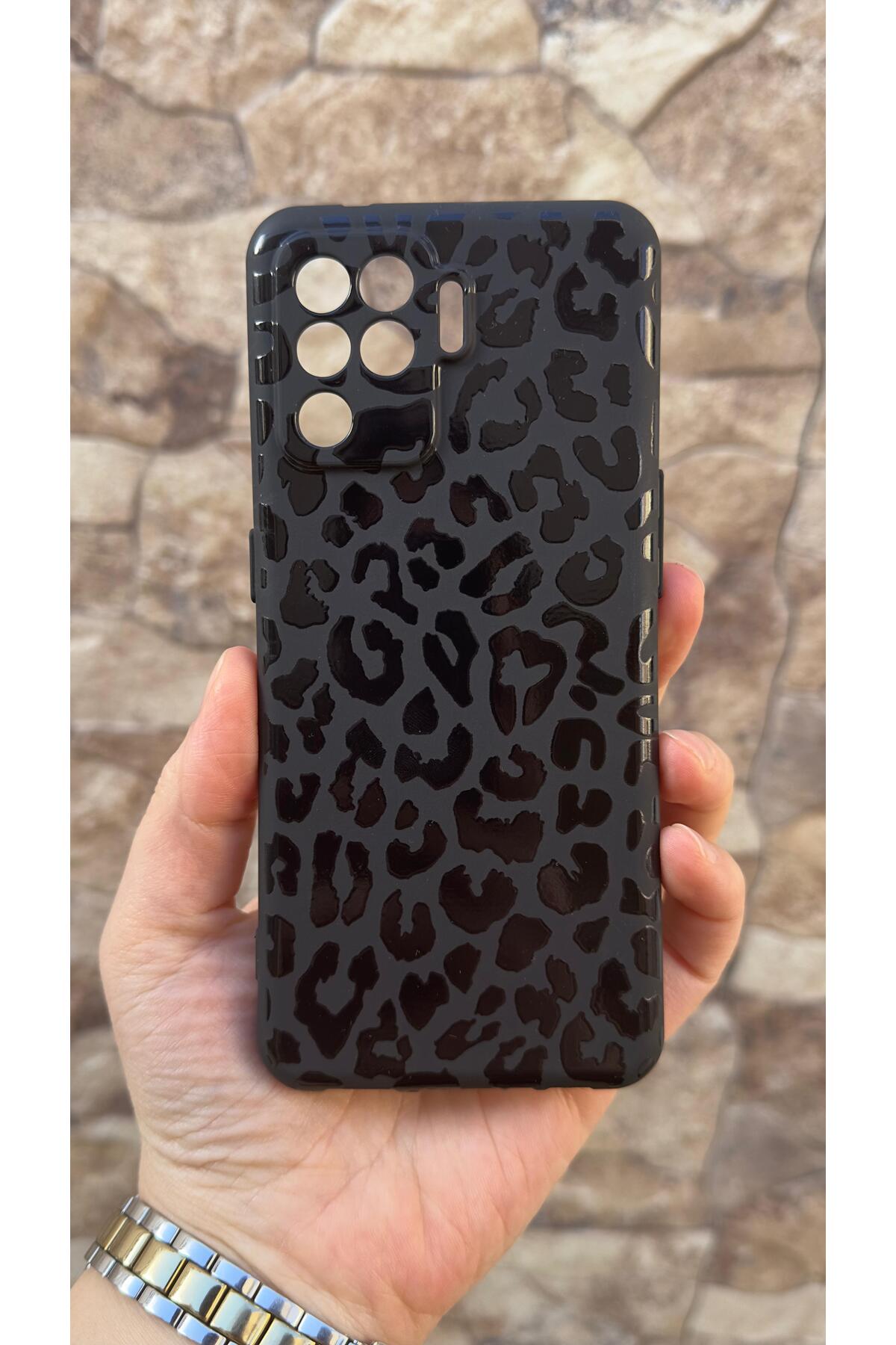 Oppo Reno 5 Lite Uyumlu Leopar Desenli Silikon Darbe Emici Klasik Korumalı Rubber Kılıf
