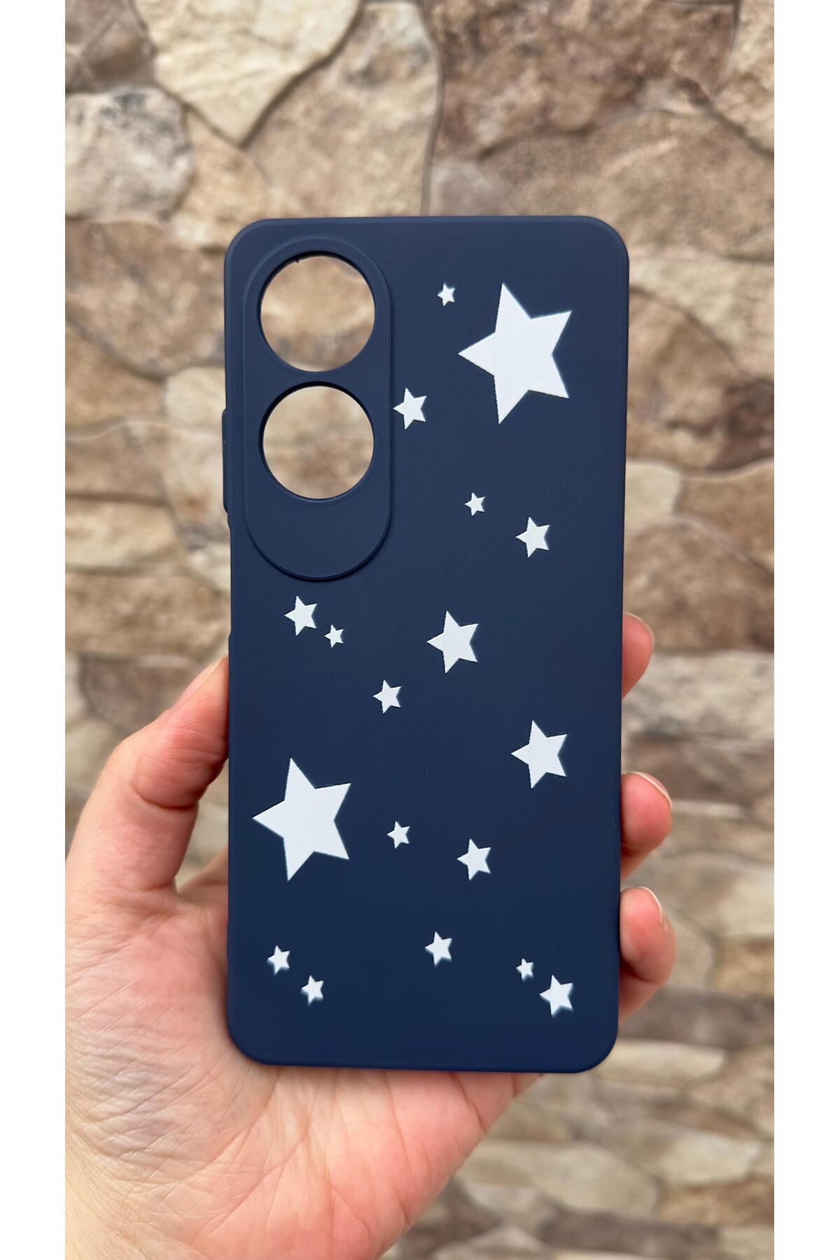 Oppo A60 Uyumlu Mini Yıldız Desenli Silikon Darbe Emici Klasik Korumalı Rubber Kılıf 277