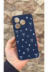 REALME C61 Uyumlu Mini Fiyonk Desenli Silikon Darbe Emici Klasik Korumalı Rubber Kılıf