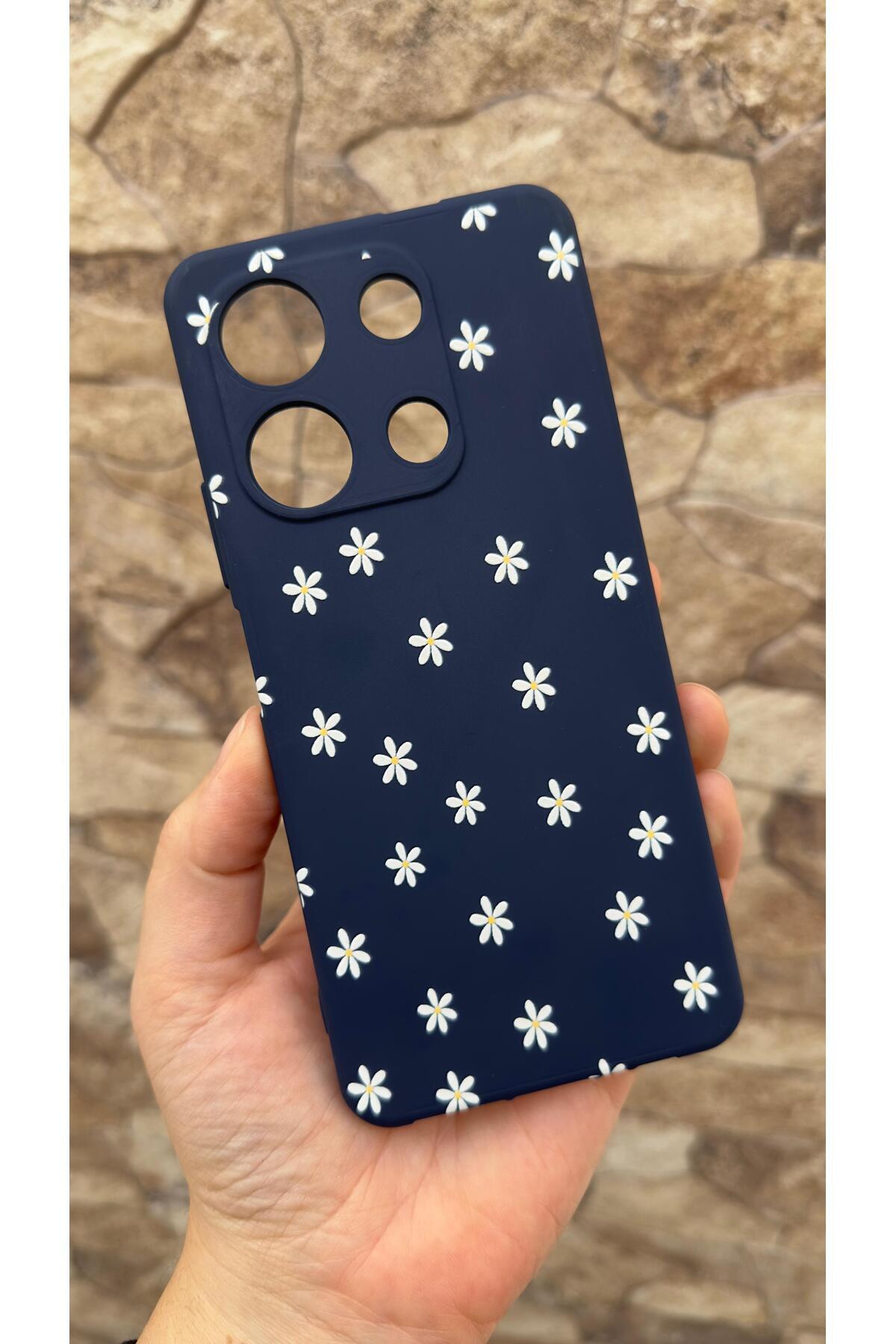 İNFİNİX NOTE 30 Uyumlu Mini Papatya Desenli Silikon Darbe Emici Klasik Korumalı Rubber Kılıf