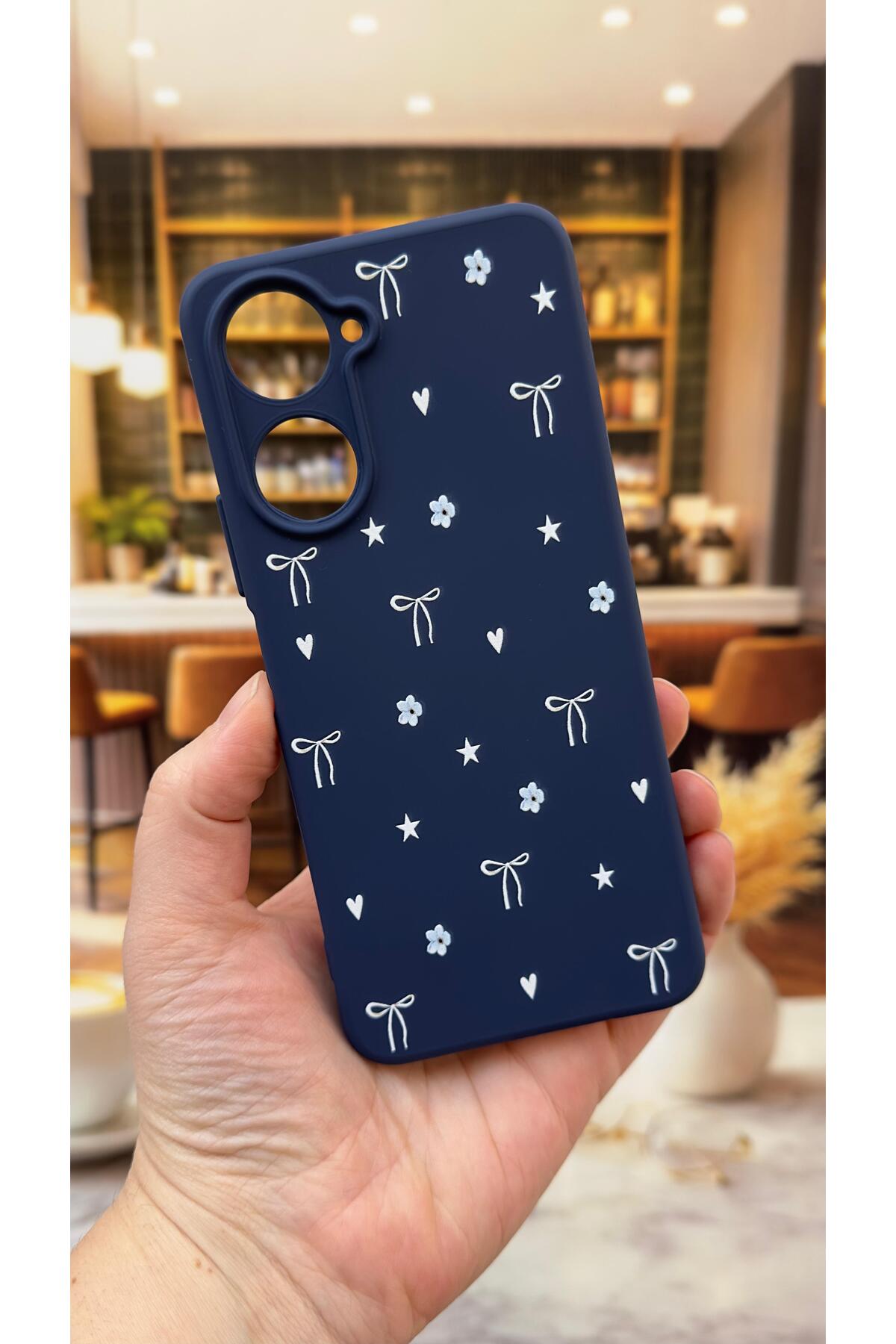 VİVO Y18 Uyumlu Mini Fiyonk Desenli Silikon Darbe Emici Klasik Korumalı Rubber Kılıf