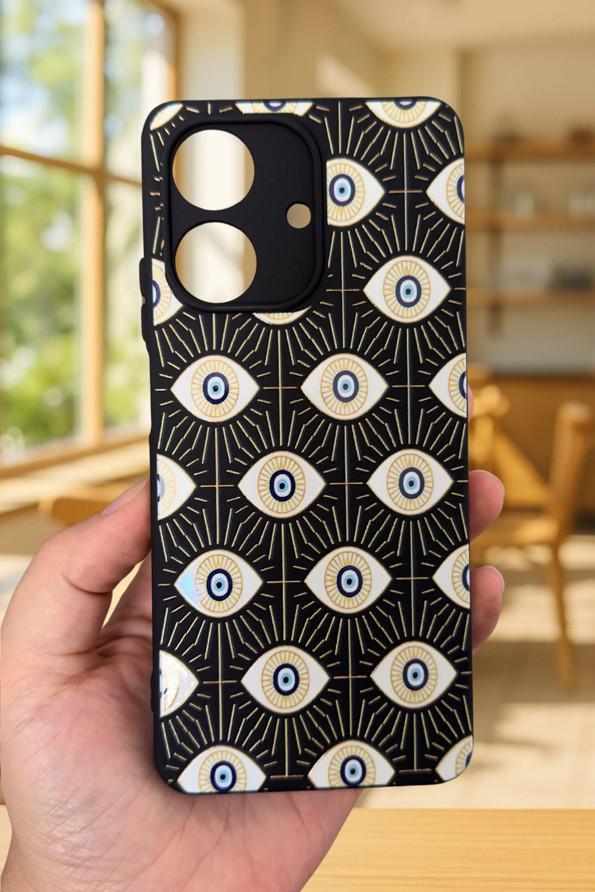 REALME NOTE 60 Uyumlu Evıl Eye Desenli Silikon Darbe Emici Klasik Korumalı Rubber Kılıf