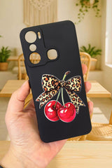 İNFİNİX HOT 20İ Uyumlu Kiraz Leopar Fiyonk Desenli Silikon Darbe Emici Rubber Kılıf