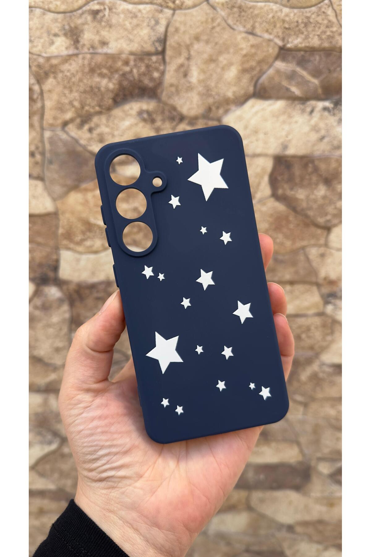 Samsung Galaxy S25 Plus Uyumlu Mini Yıldız Desenli Silikon Darbe Emici Klasik Rubber Kılıf