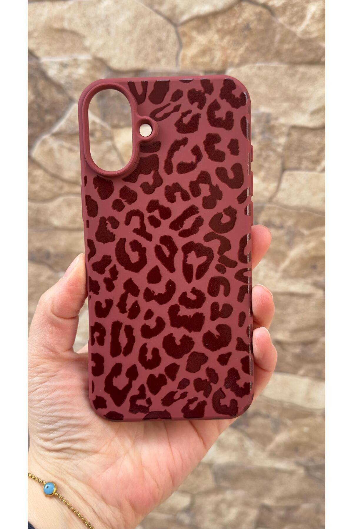 iPhone 16 Plus Uyumlu Leopar Desenli Silikon Darbe Emici Klasik Korumalı Rubber Kılıf