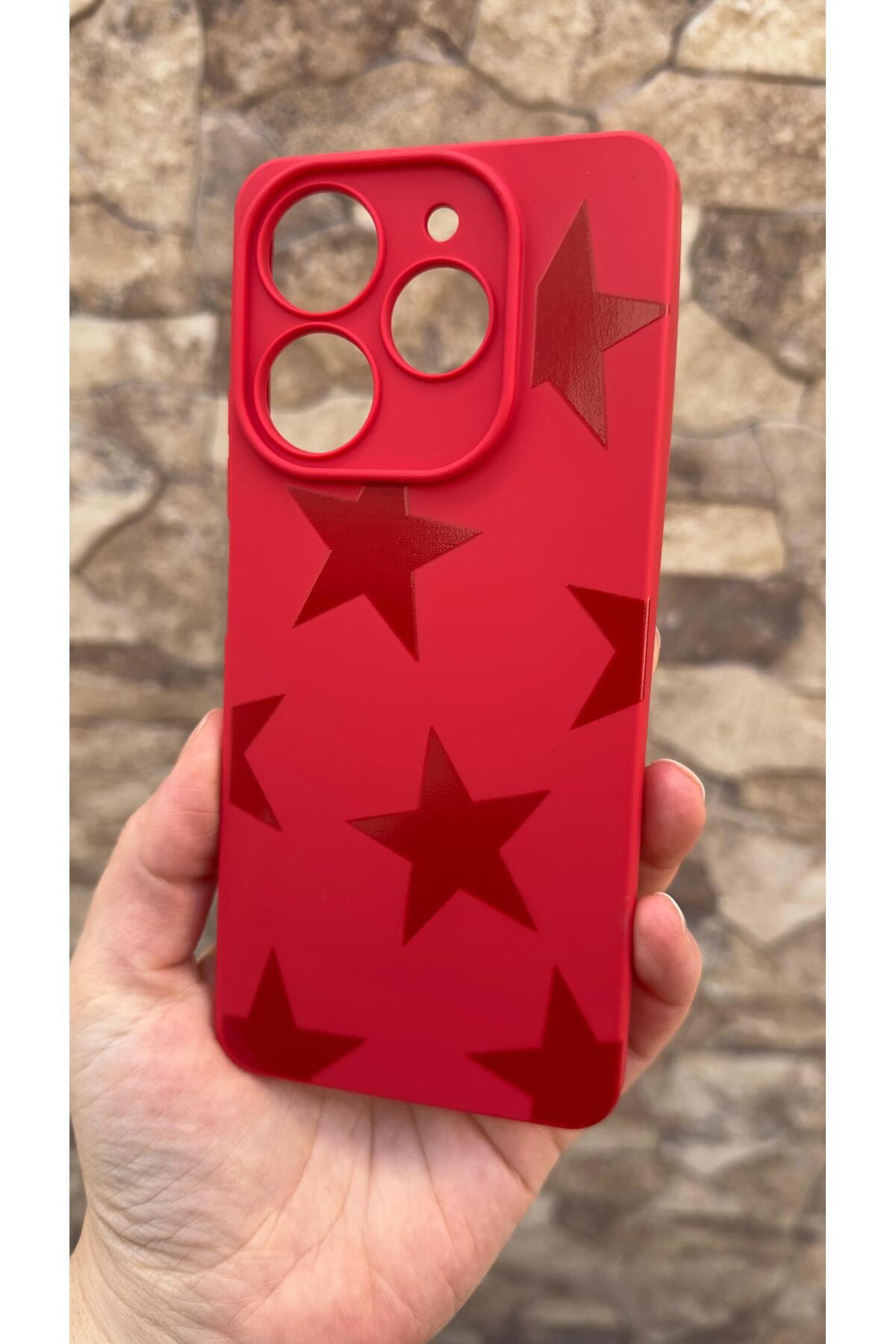 Tecno Spark 10 PRO Uyumlu Kırmızı Star Silikon Darbe Emici Klasik Korumalı Rubber Kılıf
