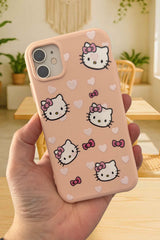 iPhone 11 Uyumlu Hello Kity Desenli Silikon Darbe Emici Klasik Korumalı Rubber Kılıf