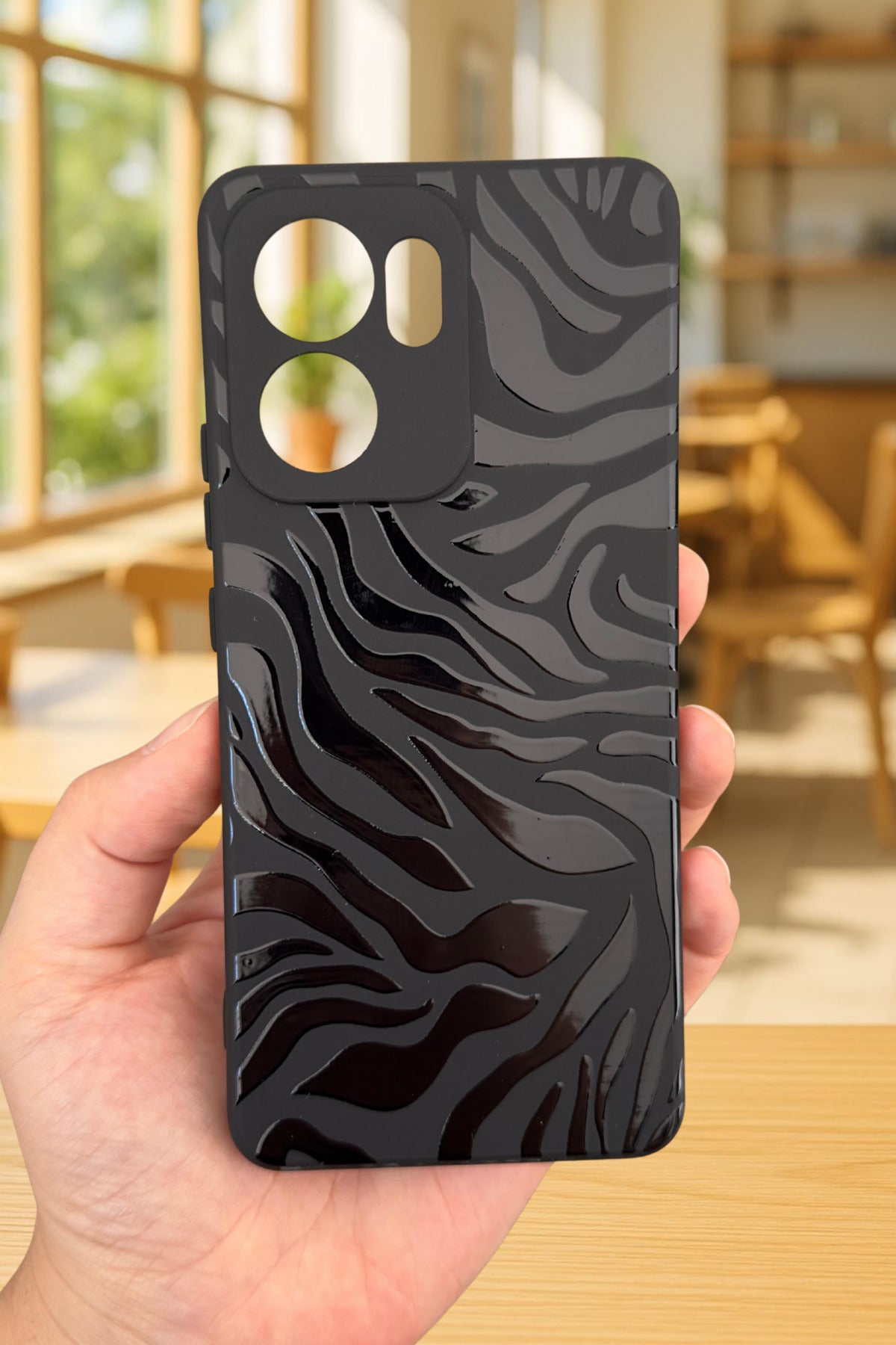 OPPO RENO 13 F Uyumlu Zebra Desenli Silikon Darbe Emici Klasik Korumalı Rubber Kılıf