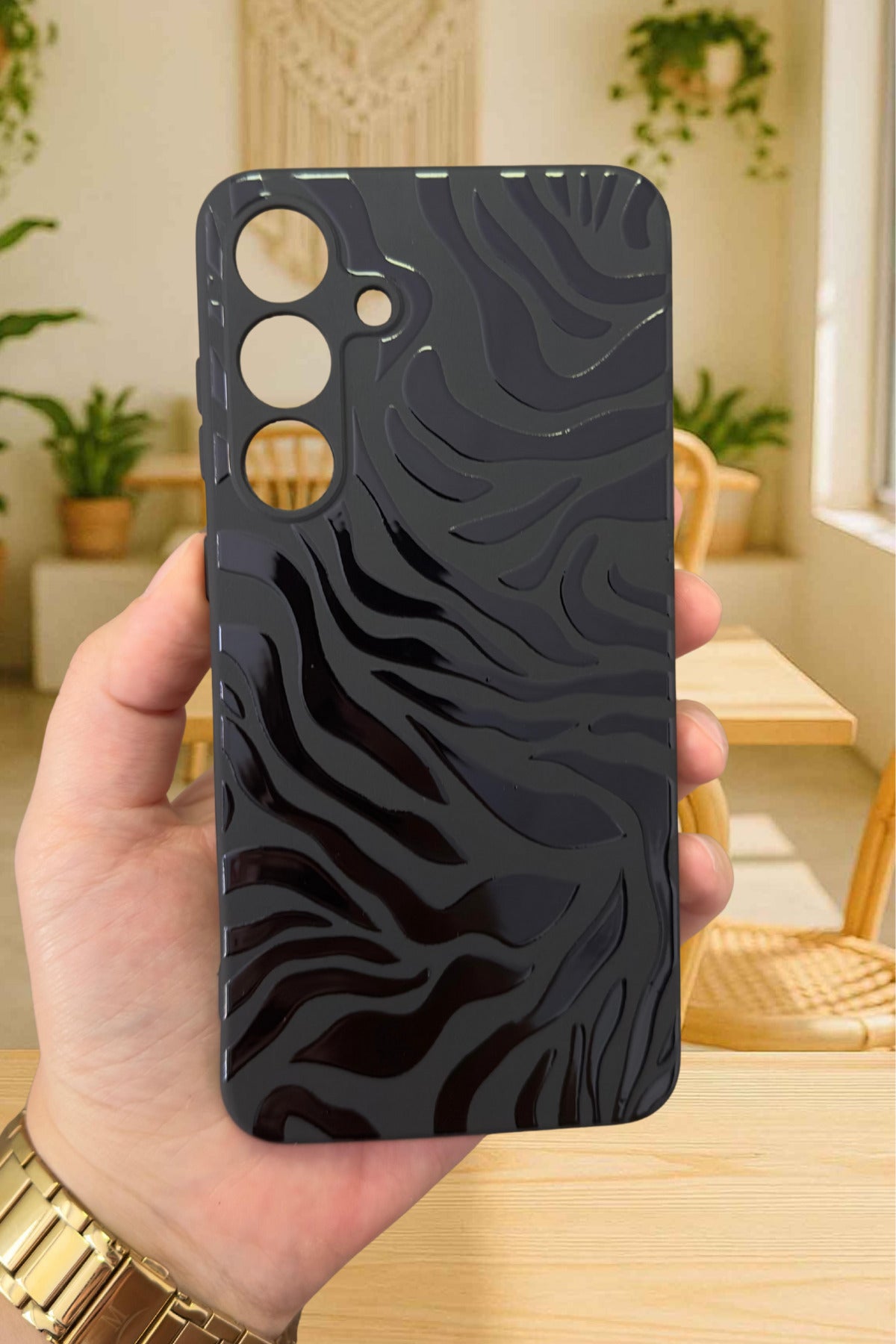 Samsung Galaxy A55 Uyumlu Zebra Desenli Silikon Darbe Emici Klasik Korumalı Rubber Kılıf