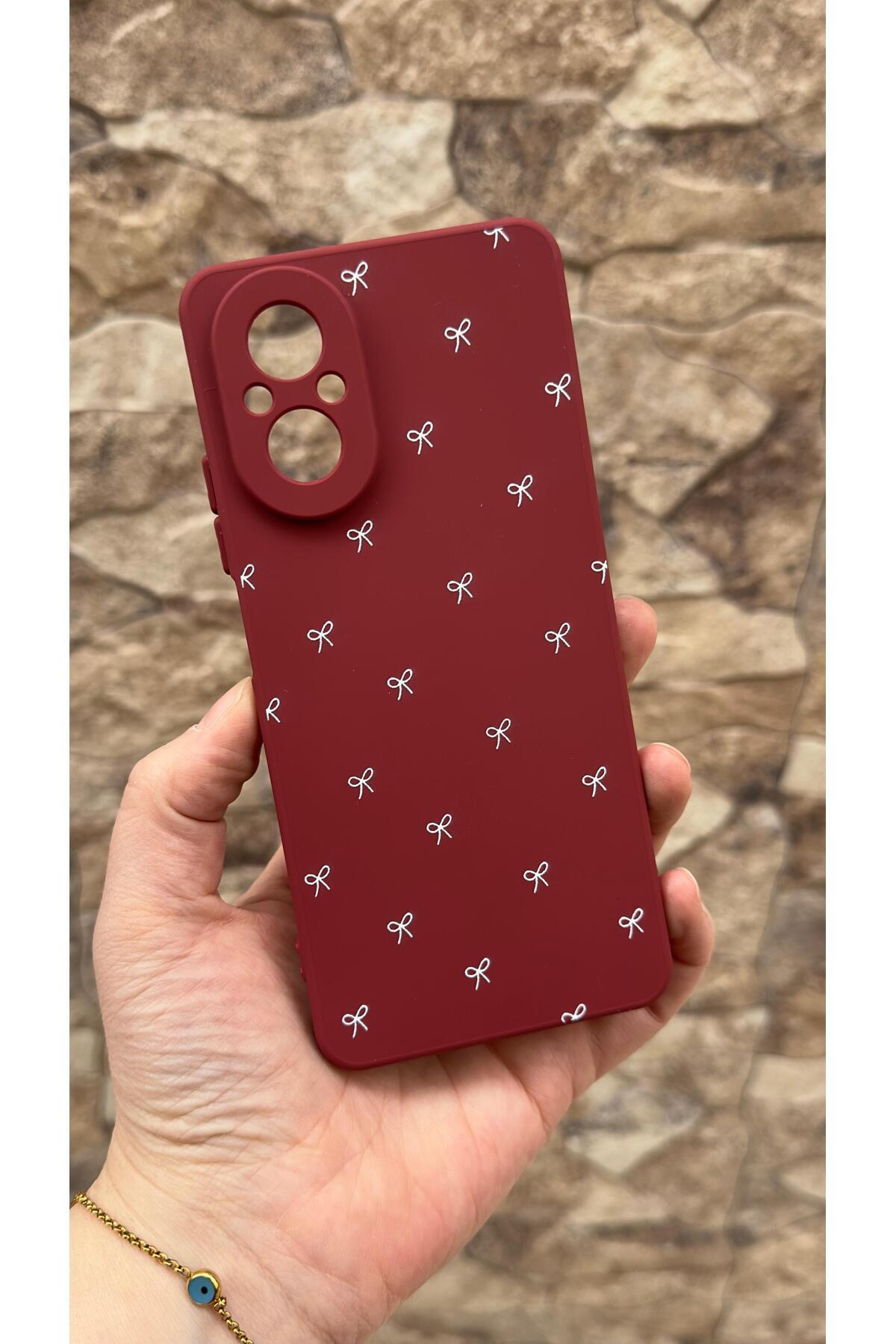 REALME 12 LİTE Uyumlu Beyaz Fiyonk Desenli Silikon Darbe Emici Klasik Korumalı Rubber Kılıf