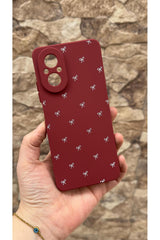 REALME 12 LİTE Uyumlu Beyaz Fiyonk Desenli Silikon Darbe Emici Klasik Korumalı Rubber Kılıf