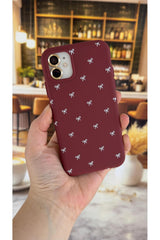 İphone 11 Uyumlu Beyaz Fiyonk Desenli Silikon Darbe Emici Klasik Korumalı Rubber Kılıf