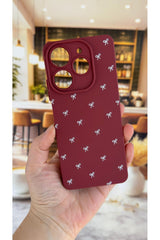 Tecno Spark 10 PRO Uyumlu Beyaz Fiyonk Desenli Silikon Darbe Emici Rubber Kılıf