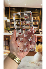 Redmi 13 Uyumlu Kiraz Desenli Şeffaf Darbe Emici Kamera Korumalı Clear Kılıf