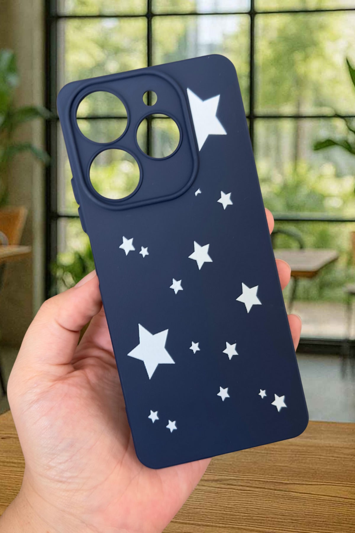 Tecno Spark 10 PRO Uyumlu Mini Yıldız Desenli Silikon Darbe Emici Klasik Korumalı Rubber Kılıf