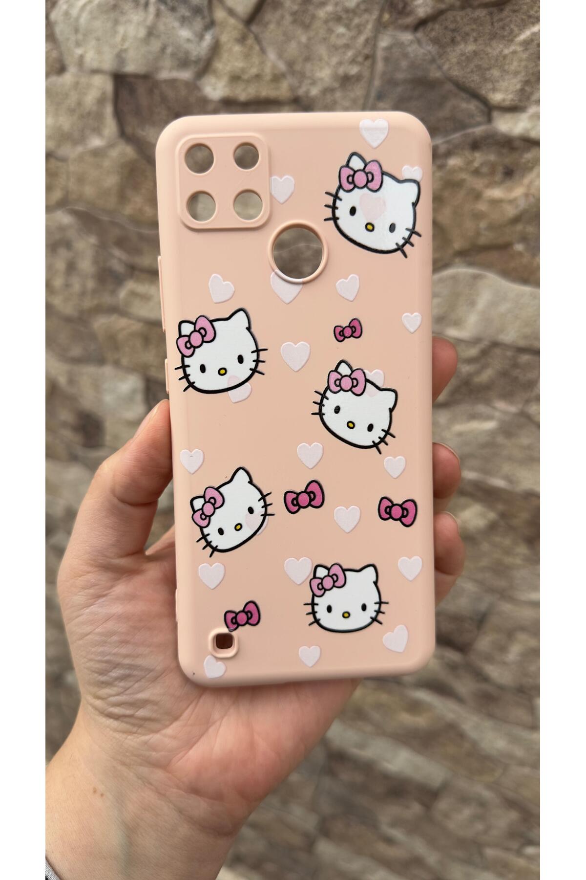 Realme C21Y Ve C25Y Uyumlu Hello Kity Silikon Darbe Emici Klasik Korumalı Rubber Kılıf