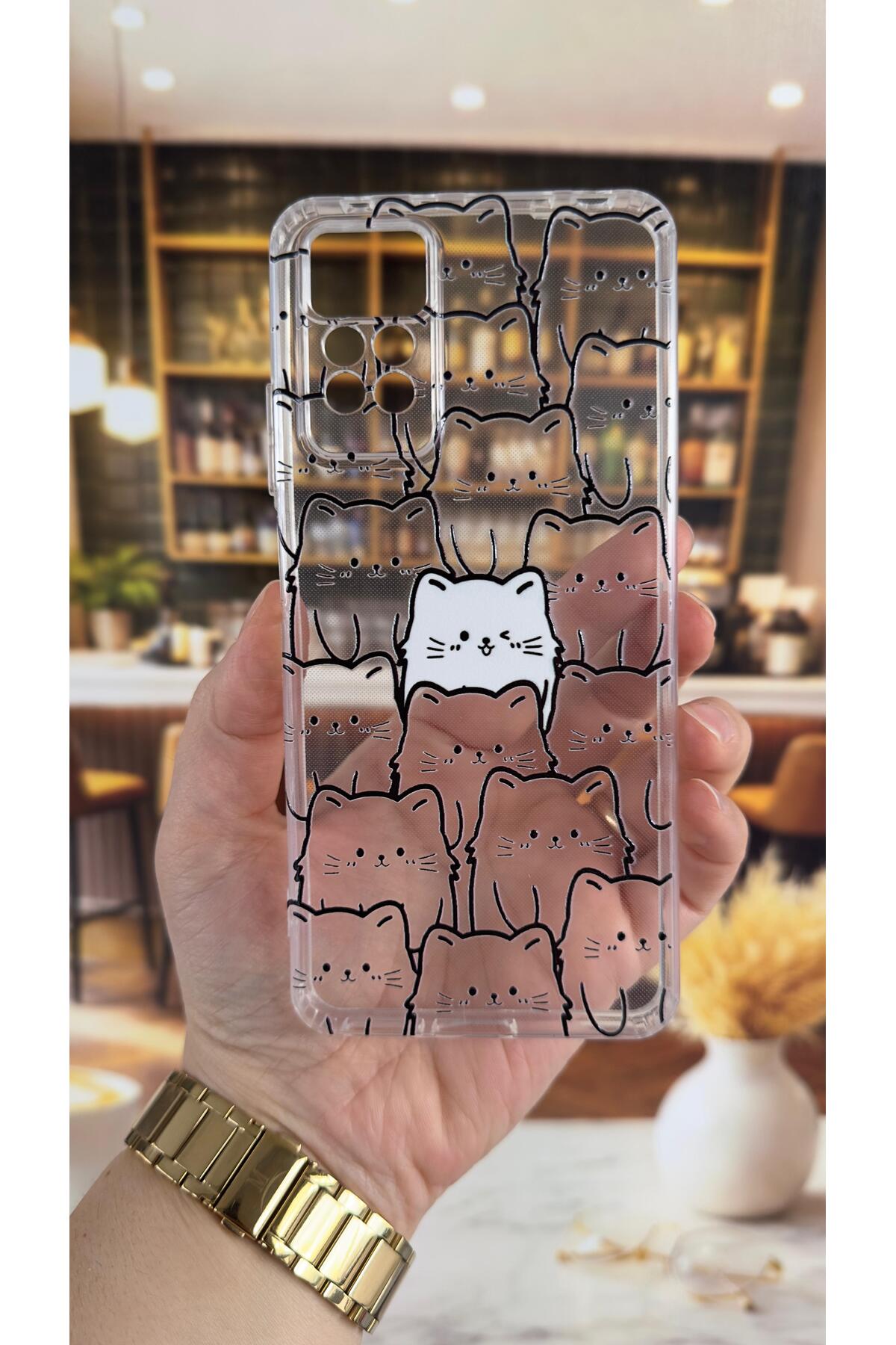 Redmi Note 11 Pro ve Note 12 Pro 4G-Manycat Desenli Şeffaf Darbe Emici Kamera Korumalı Clear Kılıf