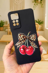 Redmi Note 11Pro/Note 12Pro4G-Kiraz Leopar Fiyonk Desenli Silikon Darbe Emici Rubber Kılıf