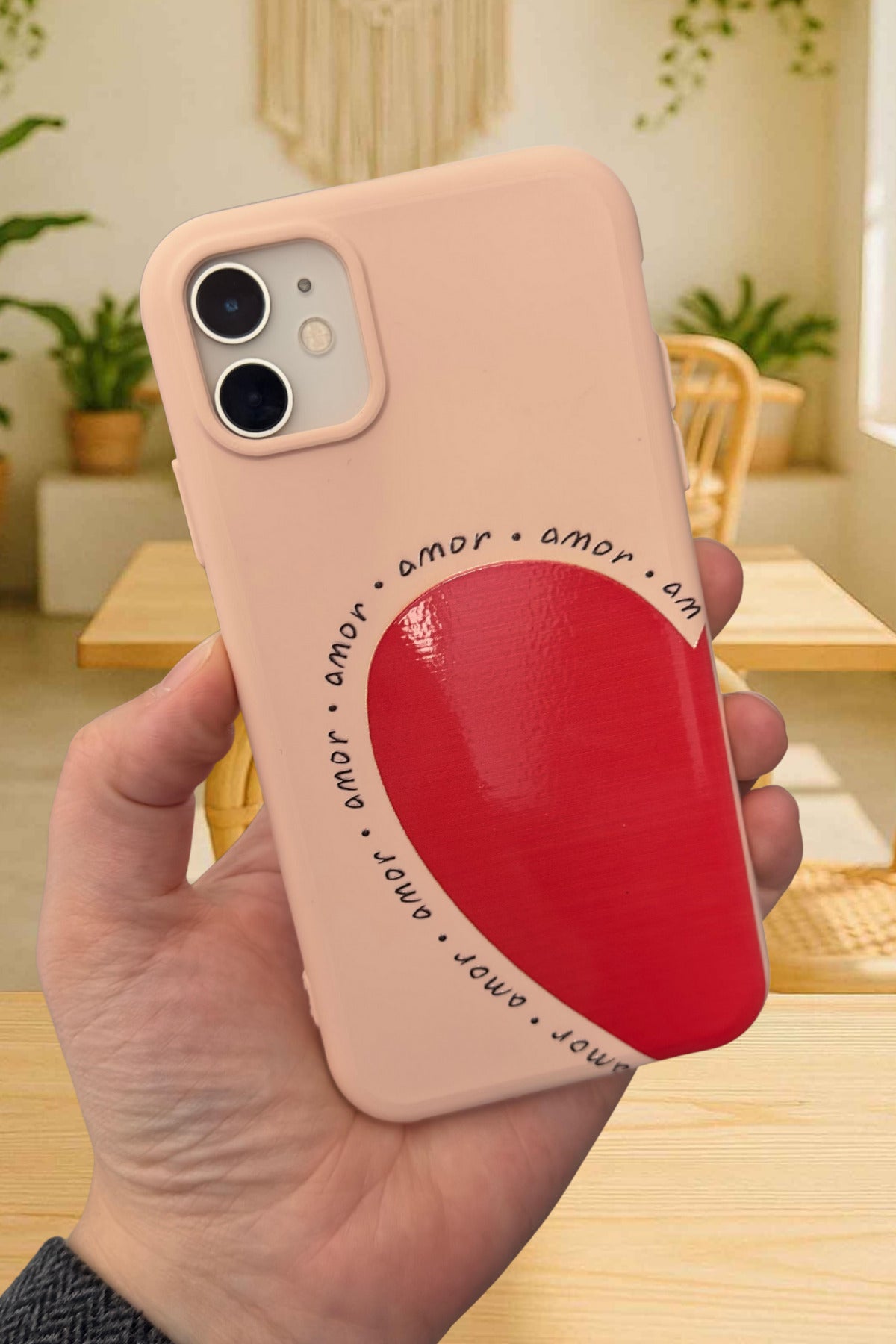 iPhone 11 Uyumlu Amor Kalp Silikon Darbe Emici Klasik Korumalı Rubber Kılıf