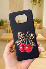 Poco X3 ve X3 Pro Uyumlu Kiraz Leopar Fiyonk Desenli Silikon Darbe Emici Rubber Kılıf