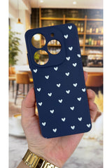 Tecno Spark 20/20C Uyumlu Mini Beyaz Kalp Desenli Silikon Darbe Emici Klasik Korumalı Rubber Kılıf