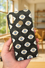 HUAWEİ Y6 2019 Uyumlu Evıl Eye Desenli Silikon Darbe Emici Klasik Korumalı Rubber Kılıf