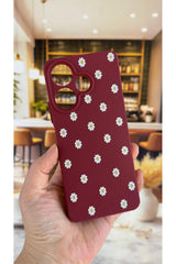 Xiaomi Redmi 13 4G Uyumlu Beyaz Papatya Desenli Silikon Darbe Emici Klasik Korumalı Rubber Kılıf