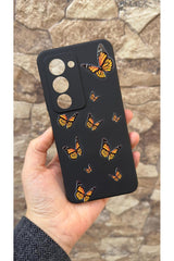 Redmi 15 Uyumlu Turuncu Kelebek Desenli Silikon Darbe Emici Klasik Korumalı Rubber Kılıf