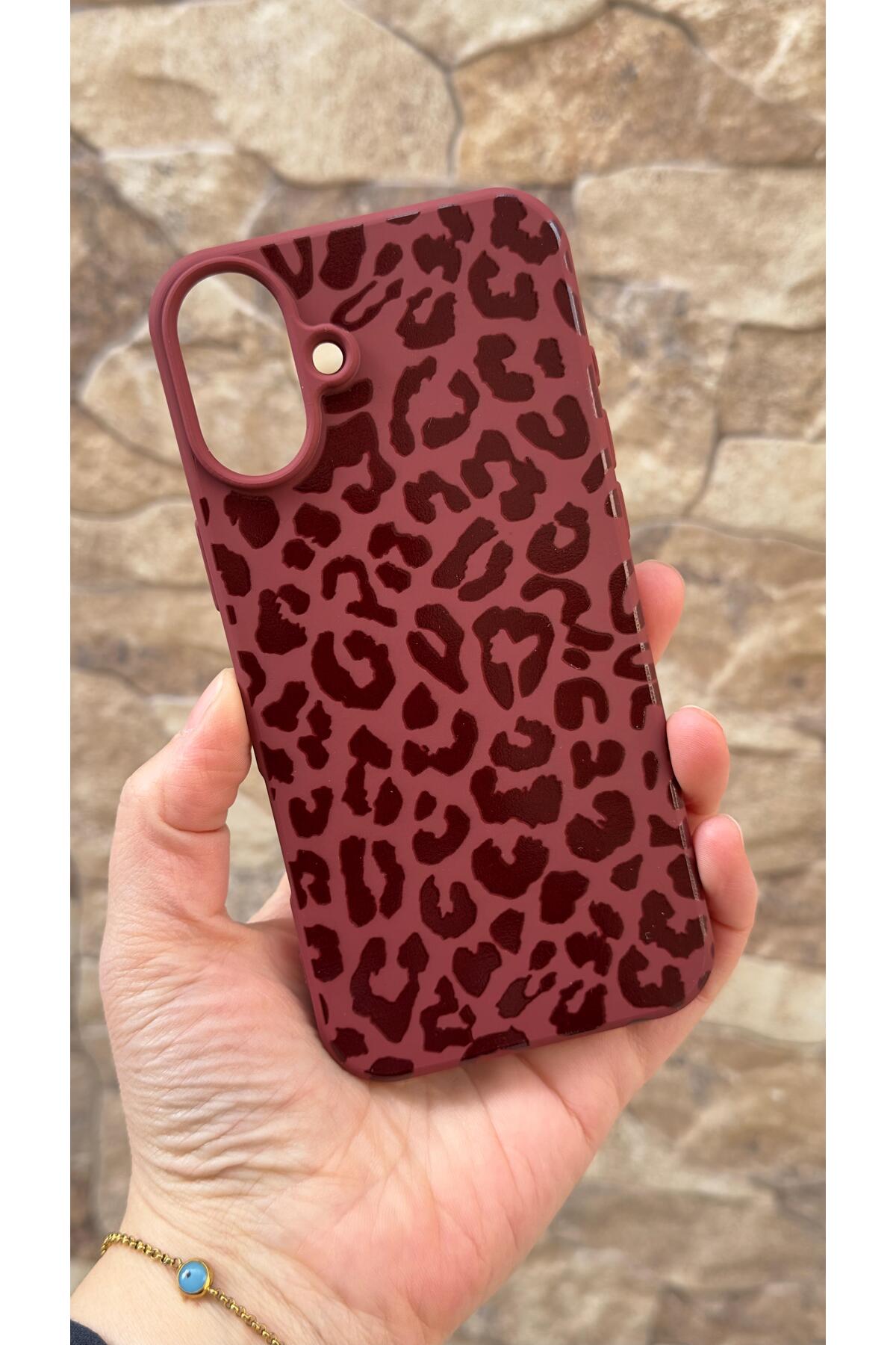 iPhone 16 Plus Uyumlu Leopar Desenli Silikon Darbe Emici Klasik Korumalı Rubber Kılıf