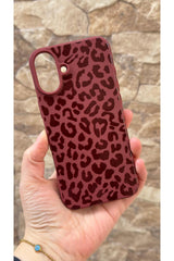 iPhone 16 Plus Uyumlu Leopar Desenli Silikon Darbe Emici Klasik Korumalı Rubber Kılıf
