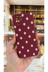 Redmi Note 10 ve 10S Uyumlu Beyaz Papatya Desenli Silikon Darbe Emici Klasik Korumalı Rubber Kılıf
