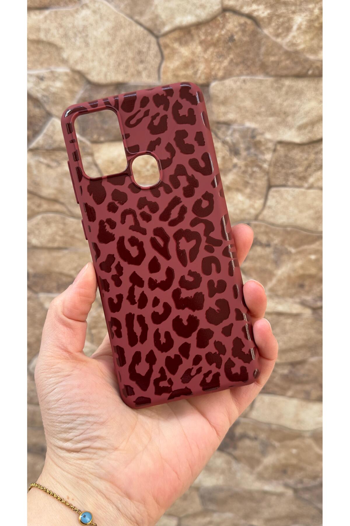 Samsung Galaxy A21s Uyumlu Leopar Desenli Silikon Darbe Emici Klasik Korumalı Rubber Kılıf