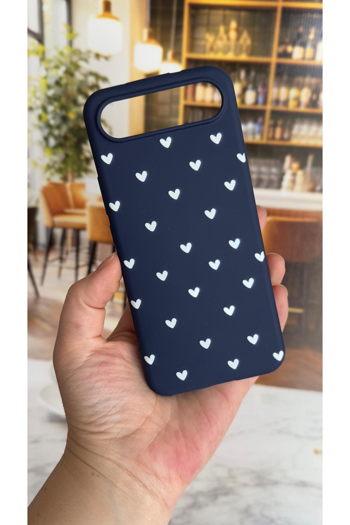 Tecno Spark Slim 5G Uyumlu Mini Beyaz Kalp Desenli Silikon Darbe Emici Klasik Korumalı Rubber Kılıf