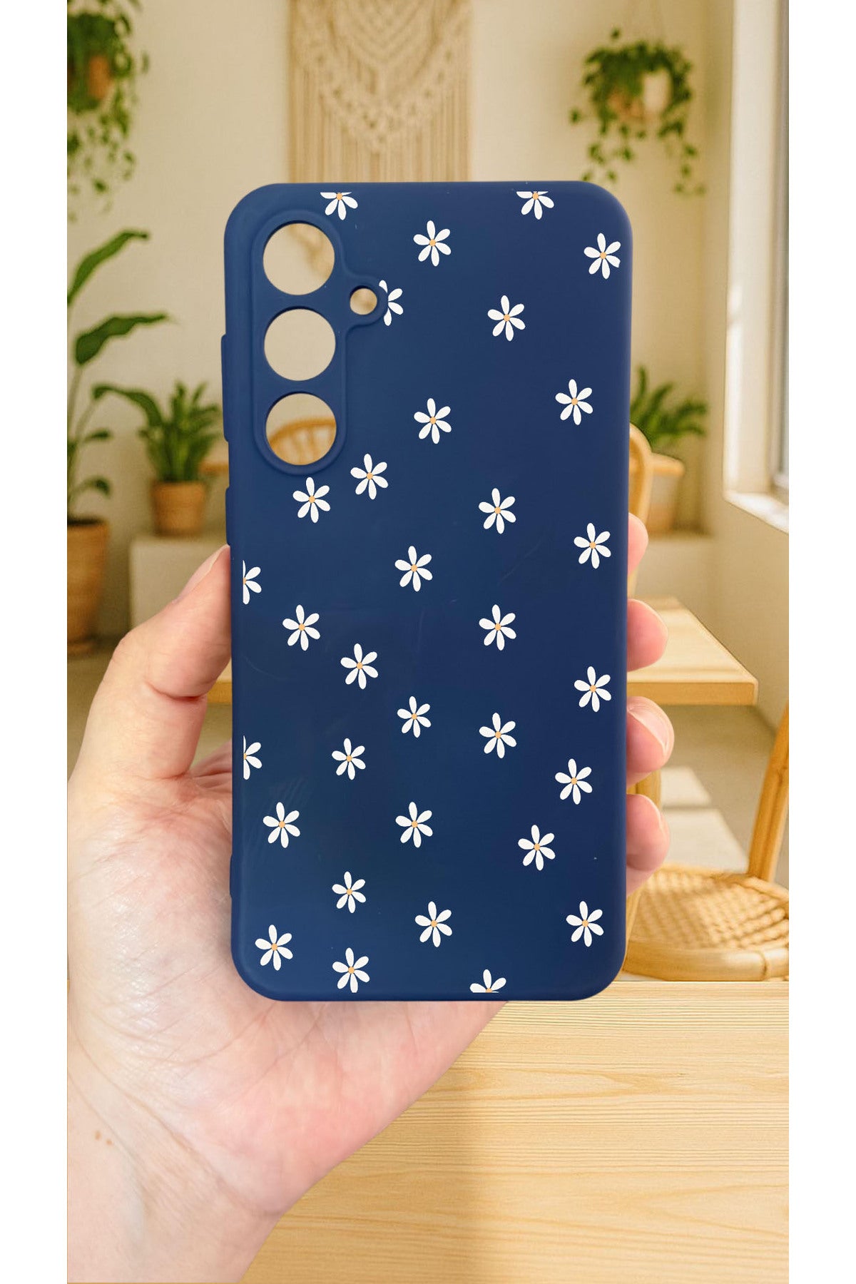 Samsung Galaxy S25 Plus Uyumlu Mini Papatya Desenli Silikon Darbe Emici Klasik Rubber Kılıf