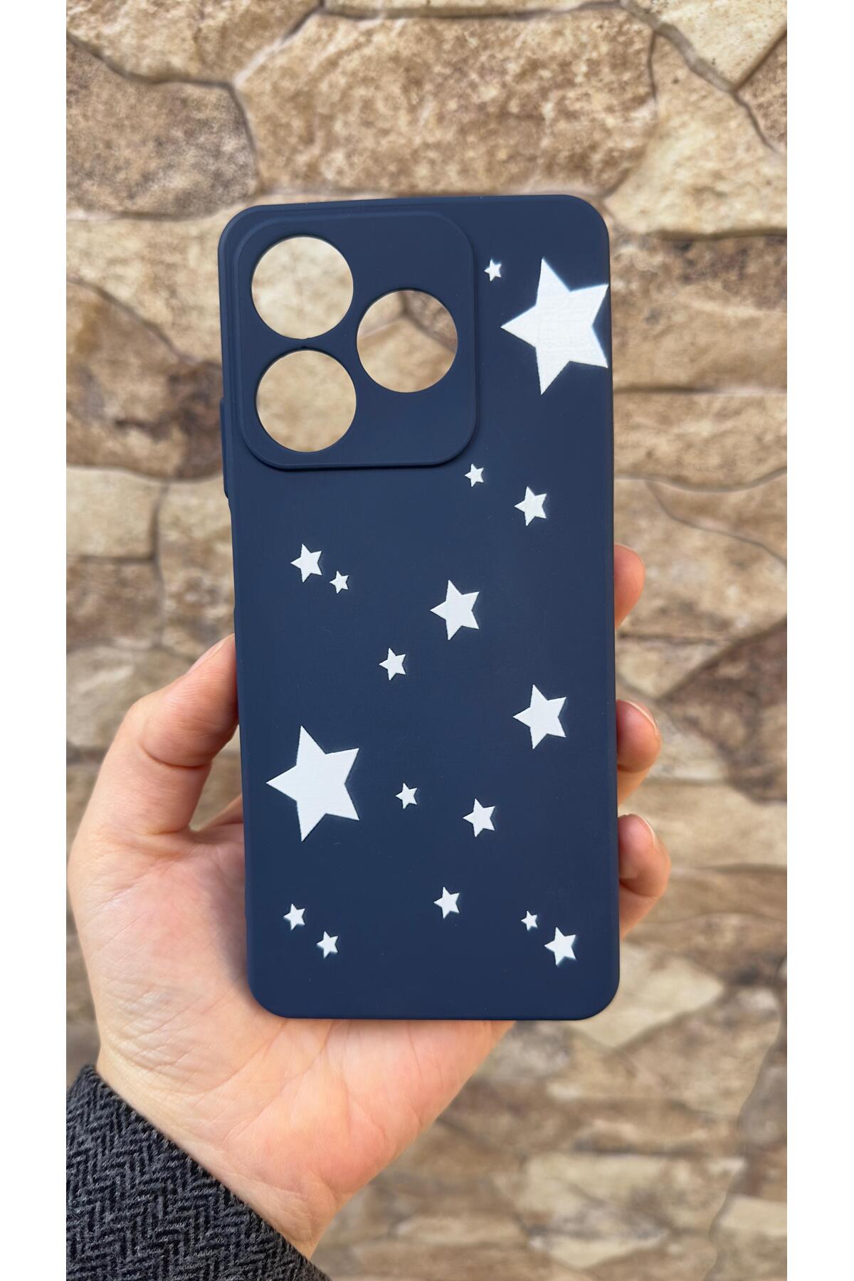 REALME C53 Uyumlu Mini Yıldız Desenli Silikon Darbe Emici Klasik Korumalı Rubber Kılıf