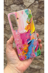 Galaxy S25 FE Uyumlu Renkli Soyut Desenli Şeffaf Darbe Emici Kamera Korumalı Clear Kılıf
