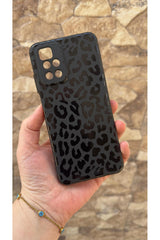 Redmi 10 2022 Uyumlu Siyah Leopar Desenli Silikon Darbe Emici Klasik Korumalı Rubber Kılıf