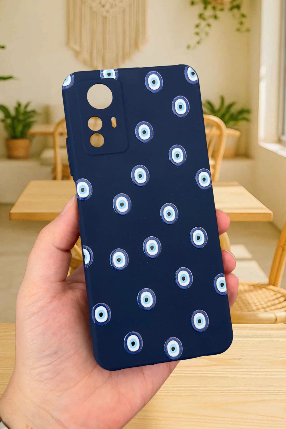 Xiaomi Redmi Note 12S - NAZAR BONCUK DESENLİ Silikon Darbe Emici Klasik Korumalı Rubber Kılıf