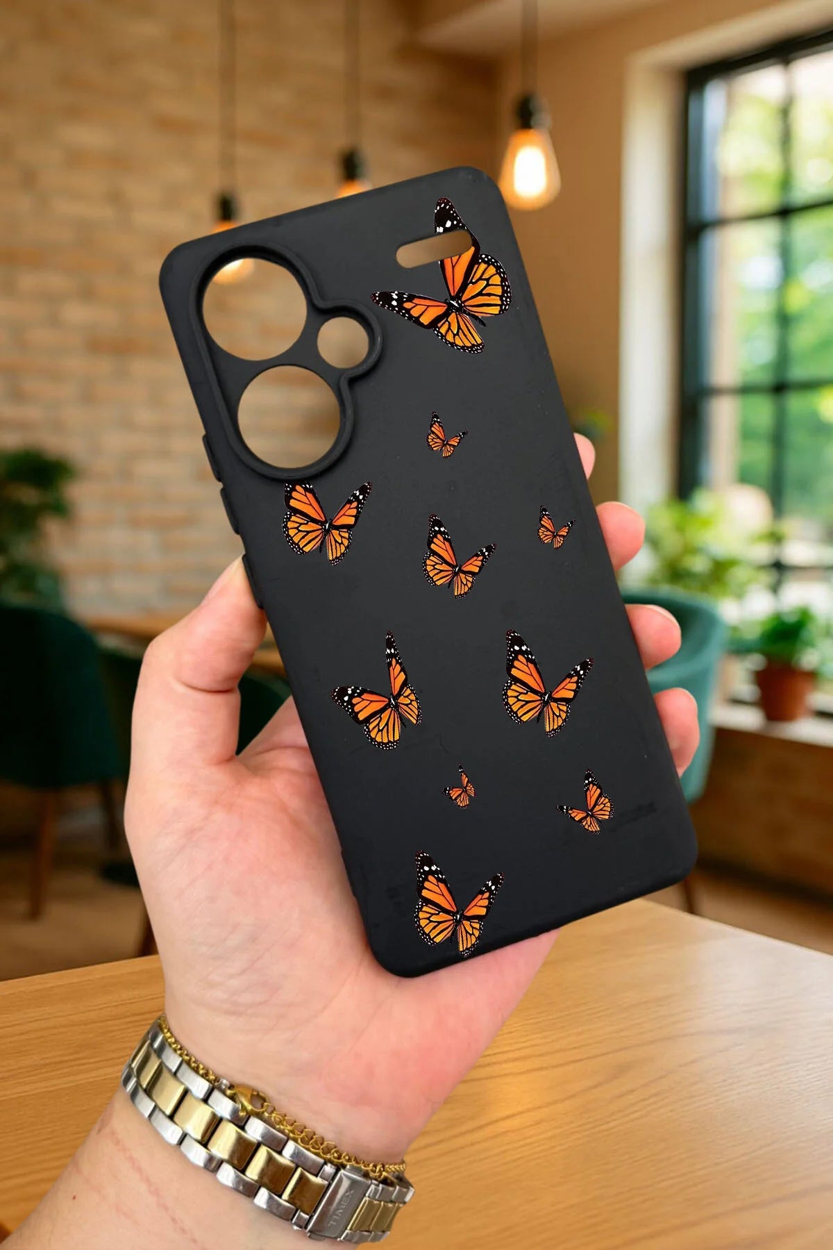 Xiaomi Redmi Note 13 Pro Plus KELEBEK DESENLİ Silikon Darbe Emici Klasik Korumalı Rubber Kılıf