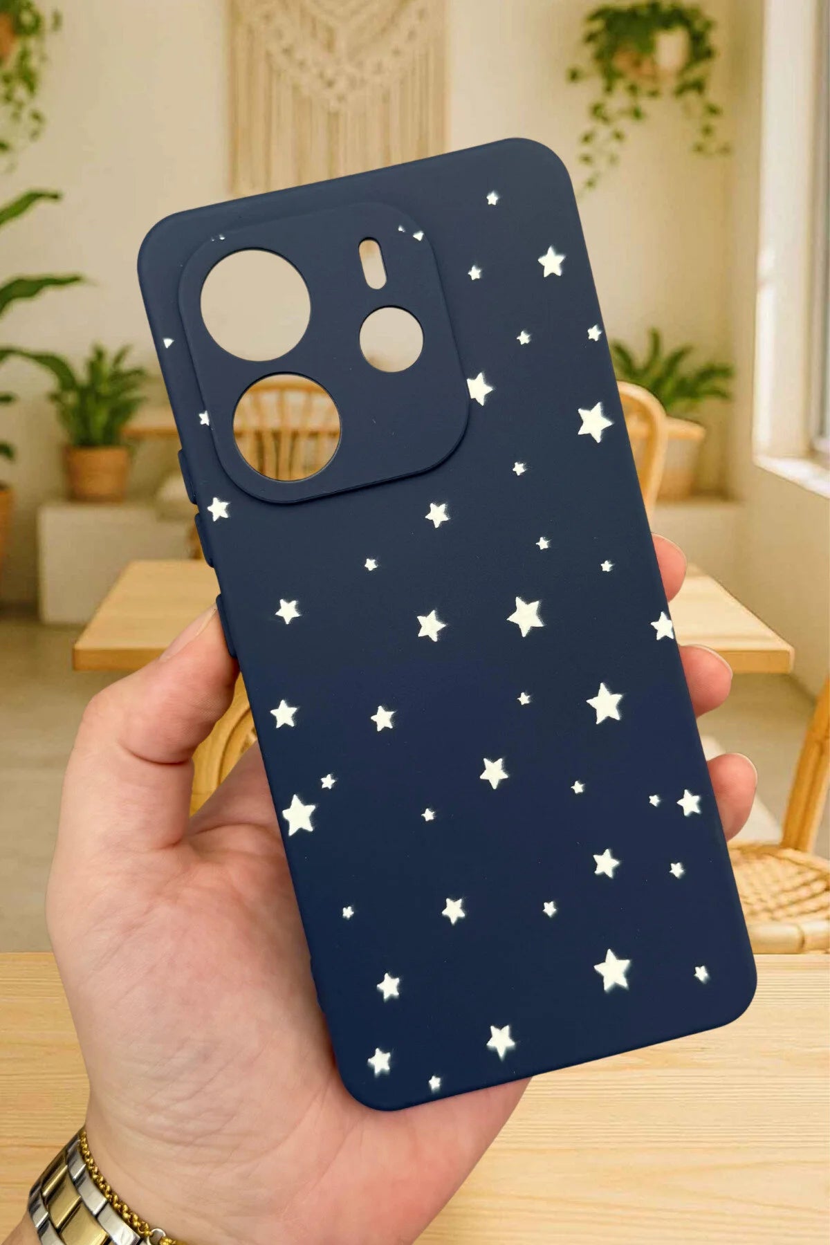 Xiaomi Redmi Note 14 -MİNİMAL YILDIZ DESENLİ Silikon Darbe Emici Klasik Korumalı Rubber Kılıf