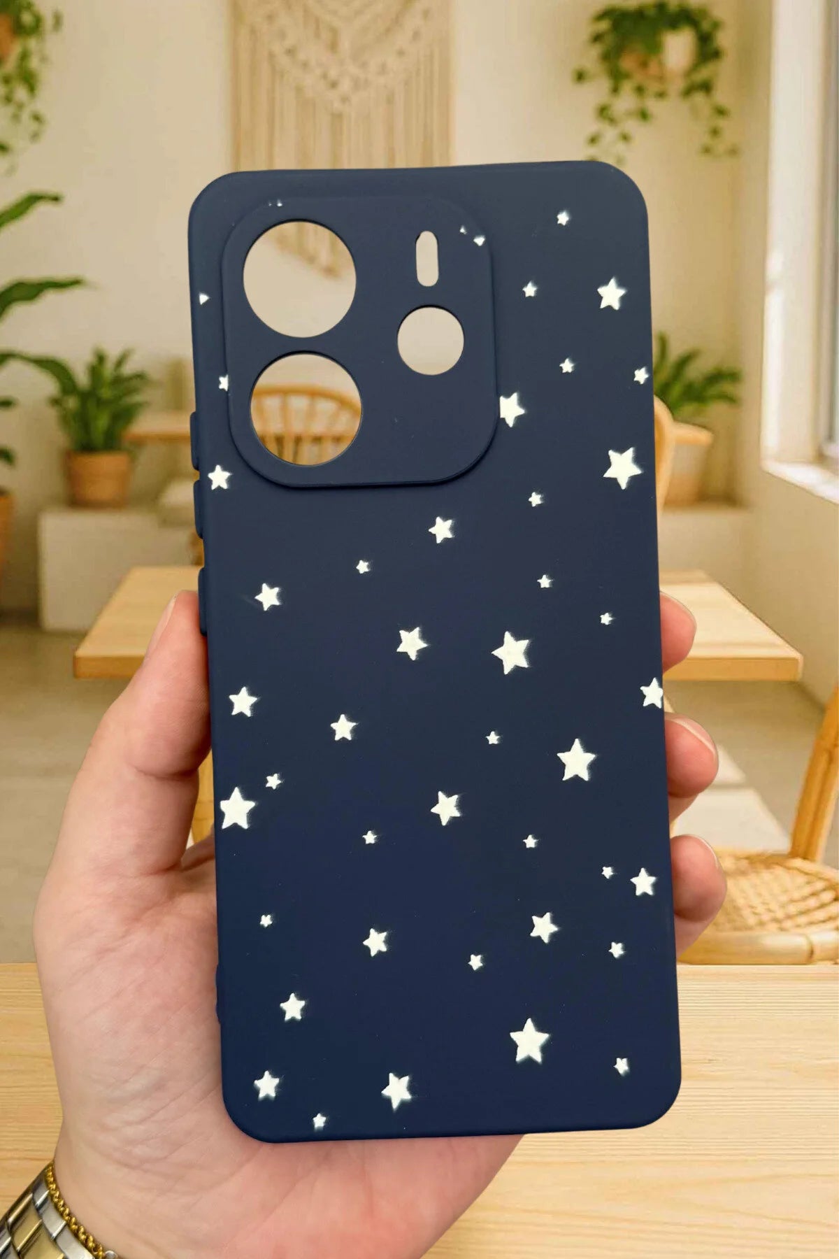 Xiaomi Redmi Note 14 -MİNİMAL YILDIZ DESENLİ Silikon Darbe Emici Klasik Korumalı Rubber Kılıf