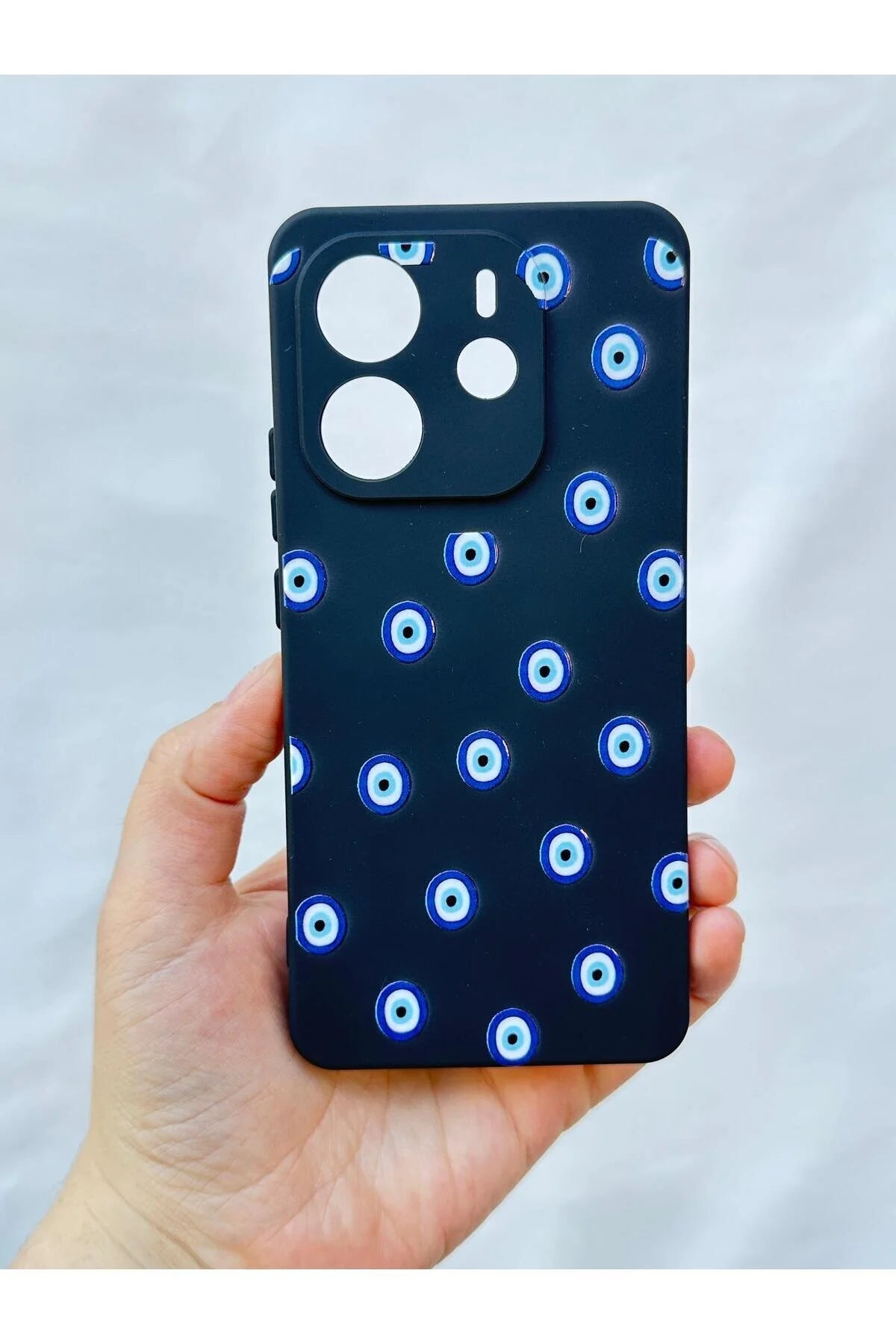 Xiaomi Redmi Note 14 NAZAR BONCUK DESENLİ Silikon Darbe Emici Klasik Korumalı Rubber Kılıf