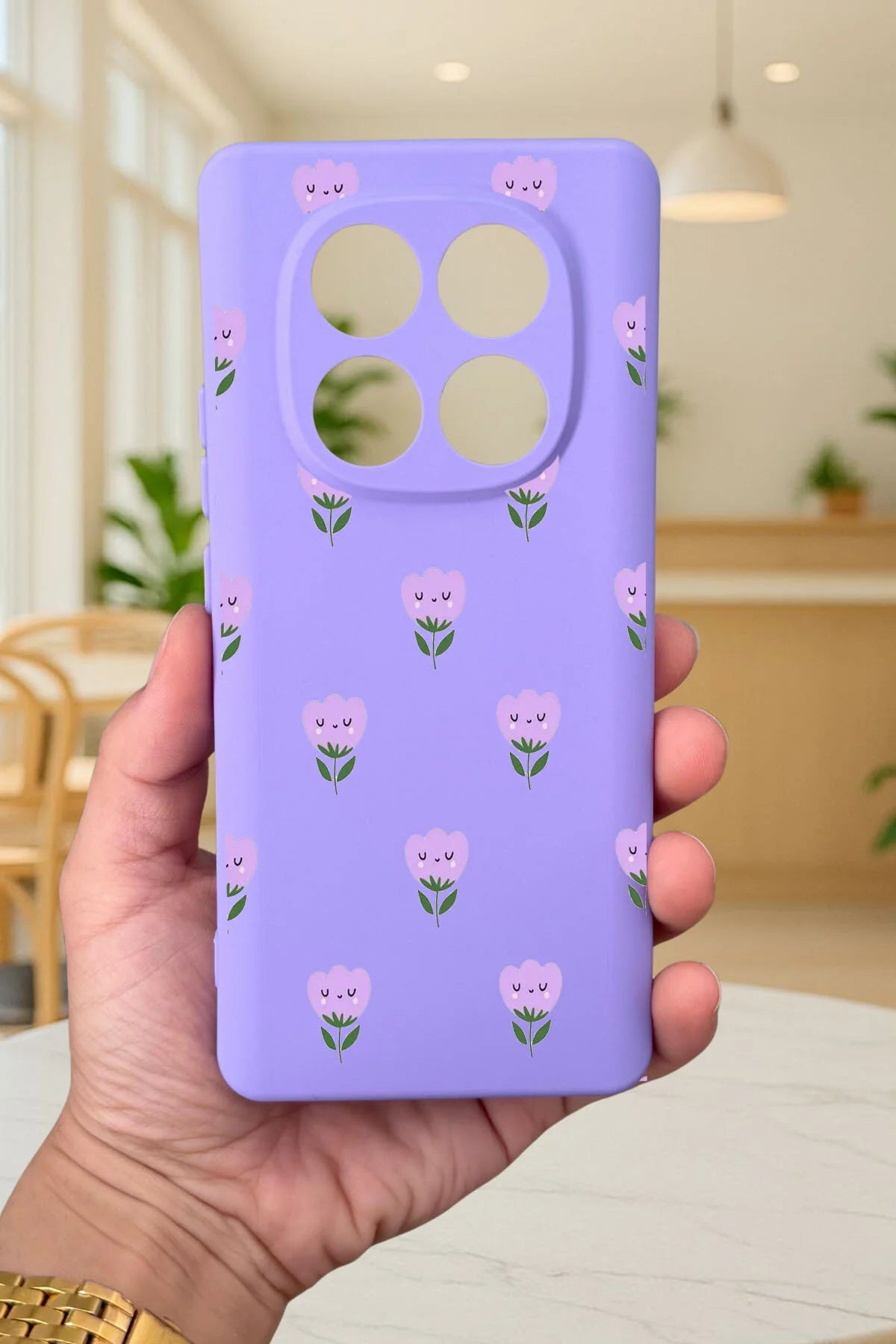 Xiaomi Redmi Note 14 Pro 4G-MİNİ LALE DESENLİ Silikon Darbe Emici Klasik Korumalı Rubber Kılıf