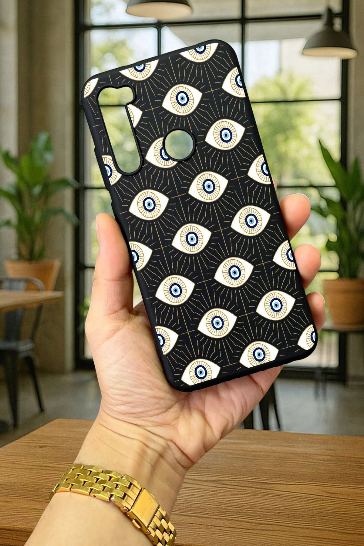 Xiaomi Redmi Note 8 EVIL EYE DESENLİ Silikon Darbe Emici Klasik Korumalı Rubber Kılıf
