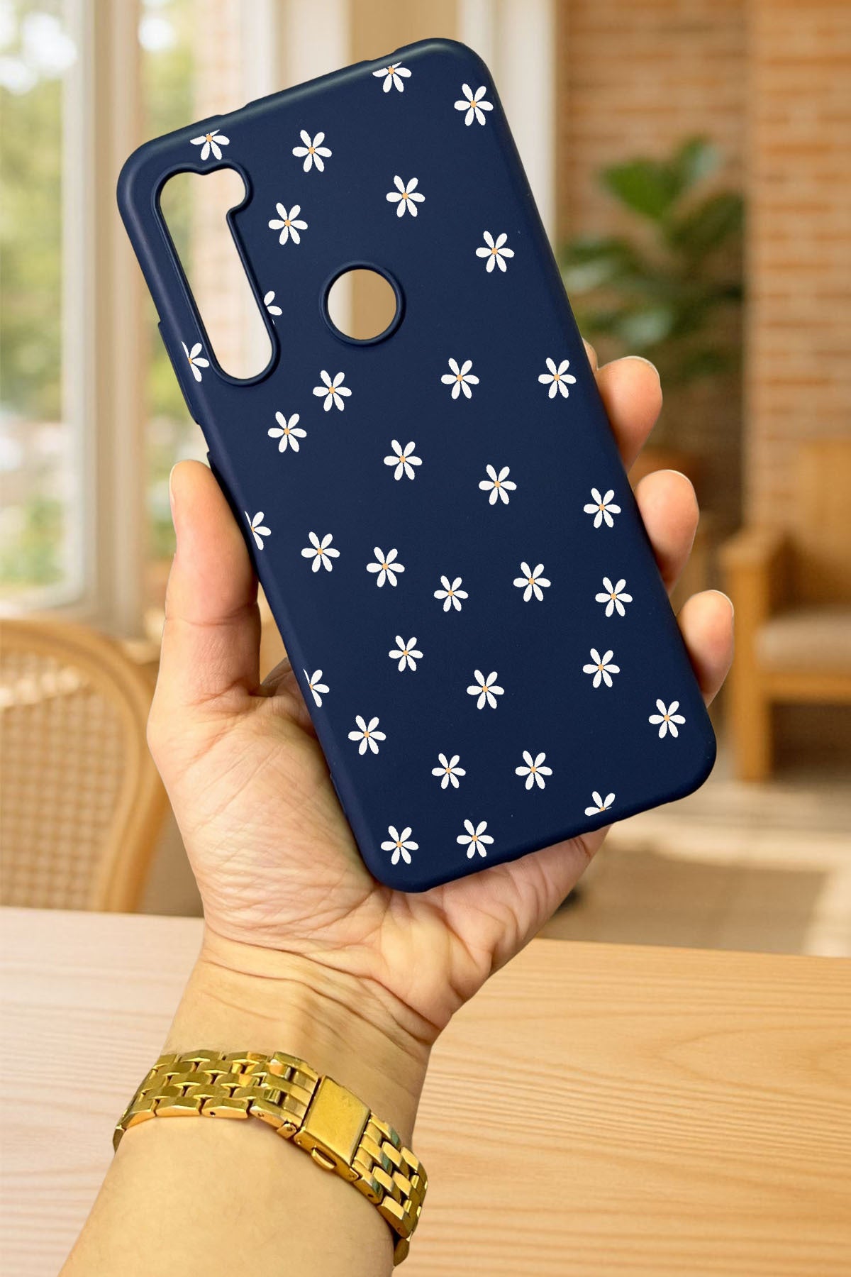 Xiaomi Redmi Note 8 MİNİ PAPATYA DESENLİ Silikon Darbe Emici Klasik Korumalı Rubber Kılıf