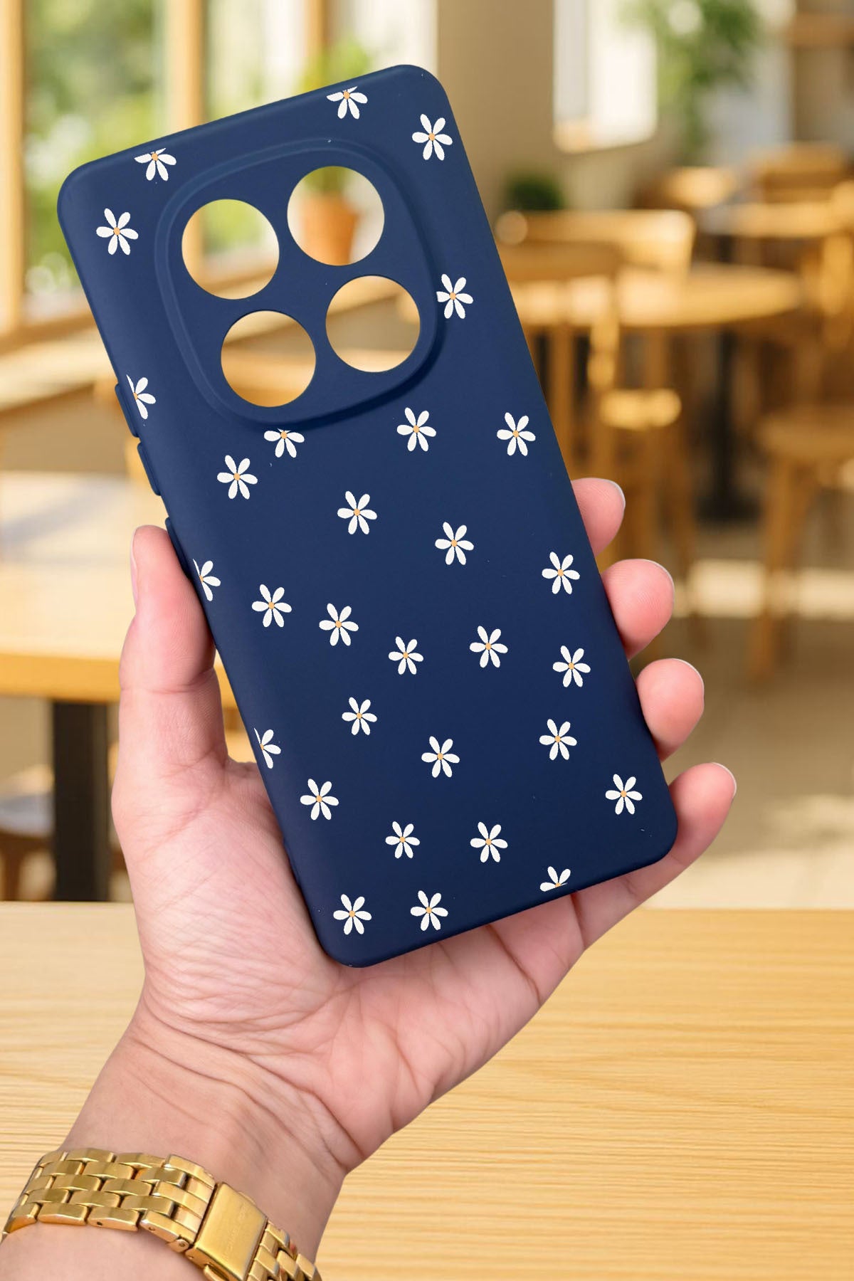 Xiaomi Redmi Note 14 Pro 4G-MİNİ PAPATYA DESENLİ Silikon Darbe Emici Klasik Korumalı Rubber Kılıf