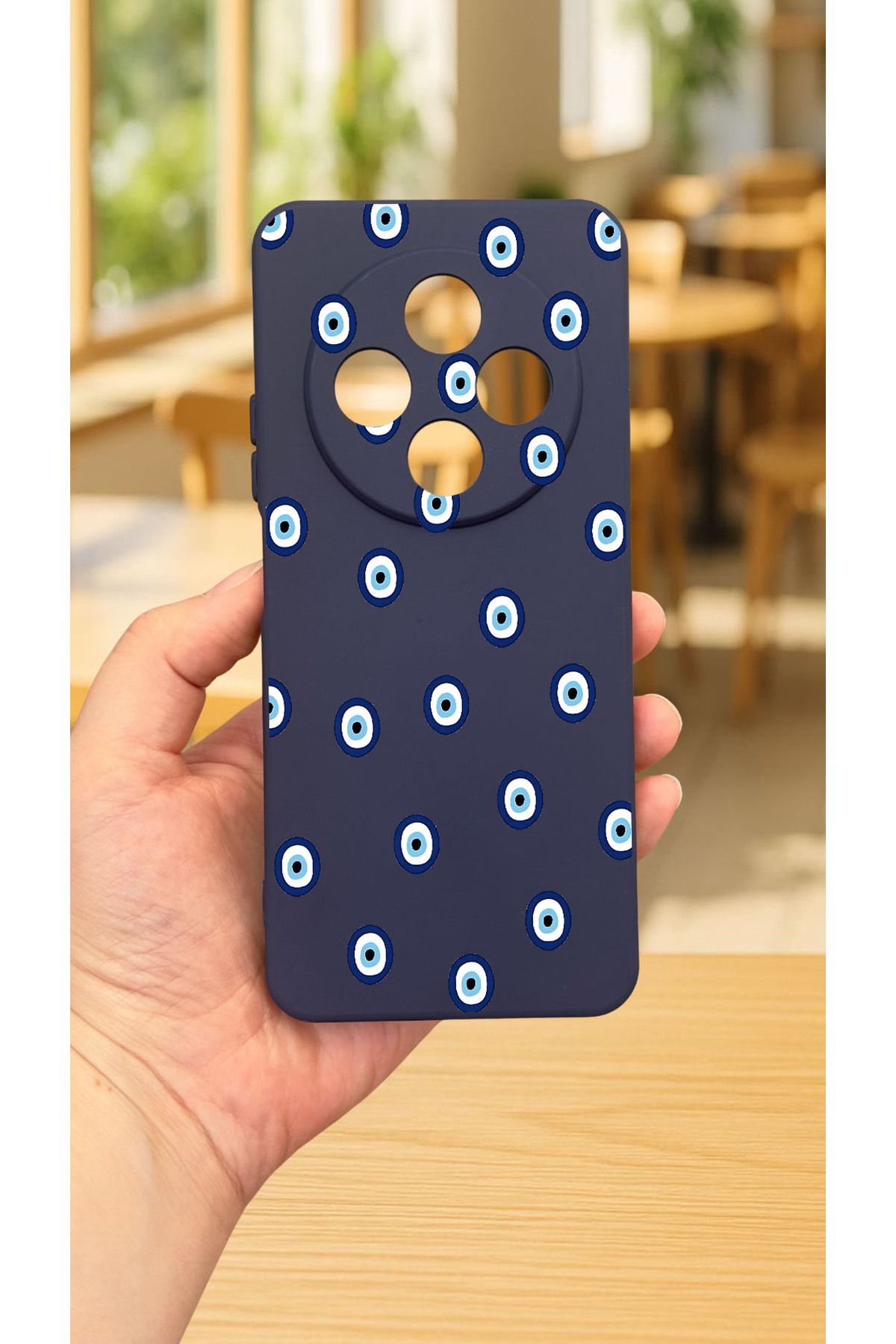 Redmi 14C -NAZAR BONCUK DESENLİ Silikon Darbe Emici Klasik Korumalı Rubber Kılıf