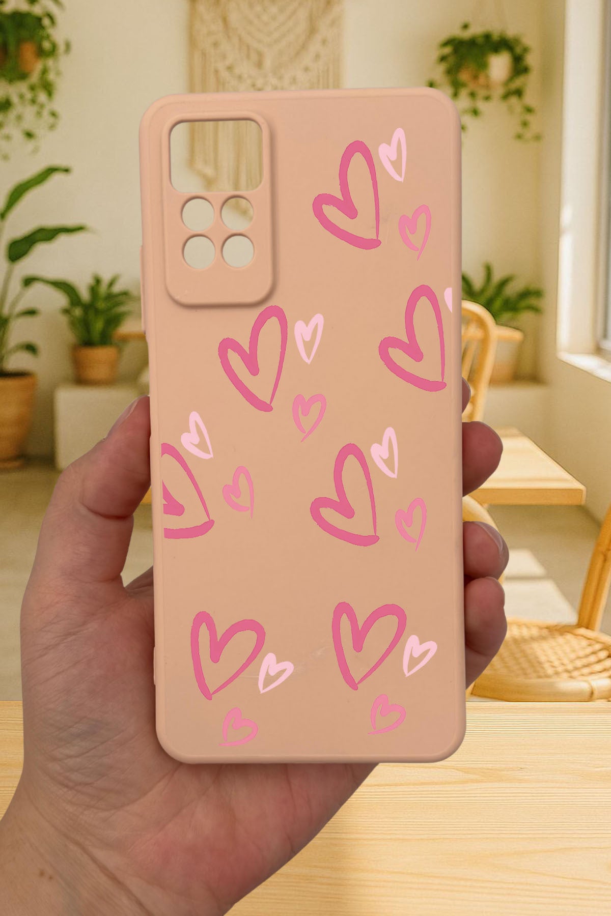 Redmi Note 11 Pro/Note 12 Pro 4G PEMBE KALP DESENLİ Silikon Darbe Emici Korumalı Rubber Kılıf